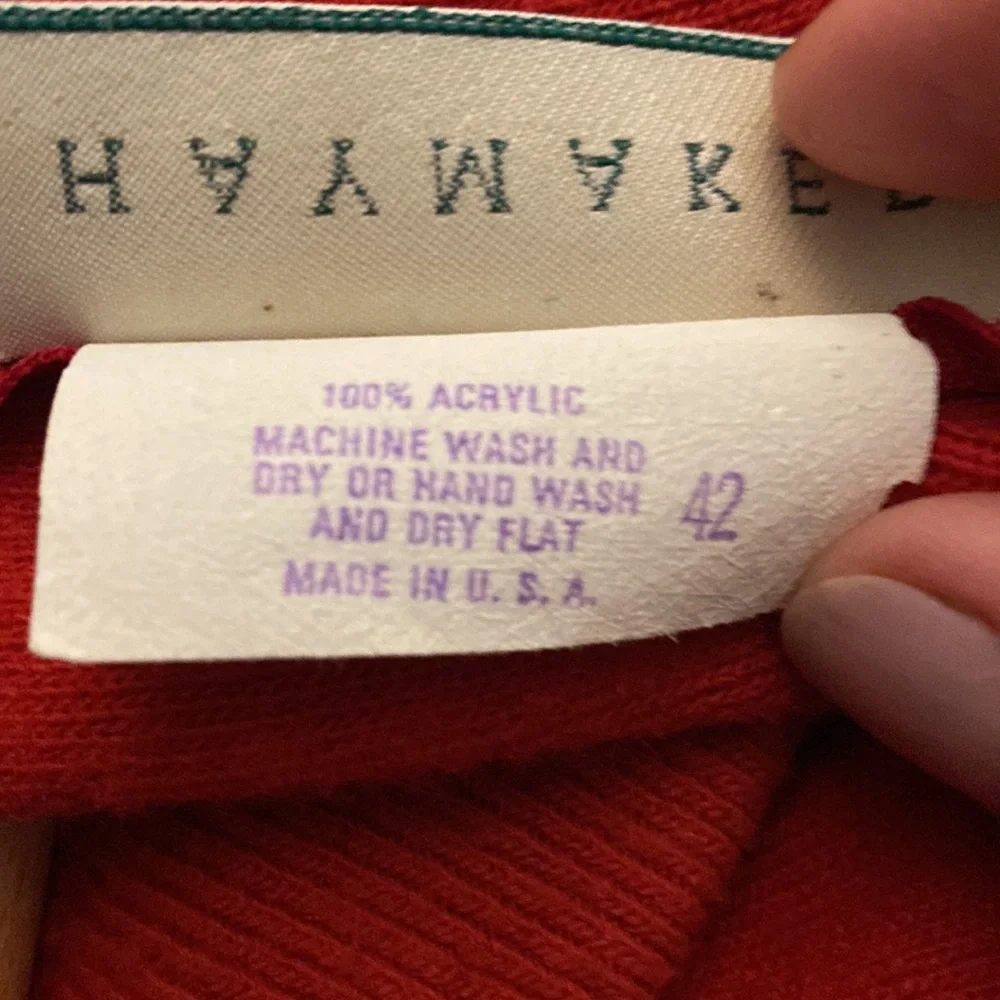 Classic used red sweater by Haymaker with zipper in the back size 42